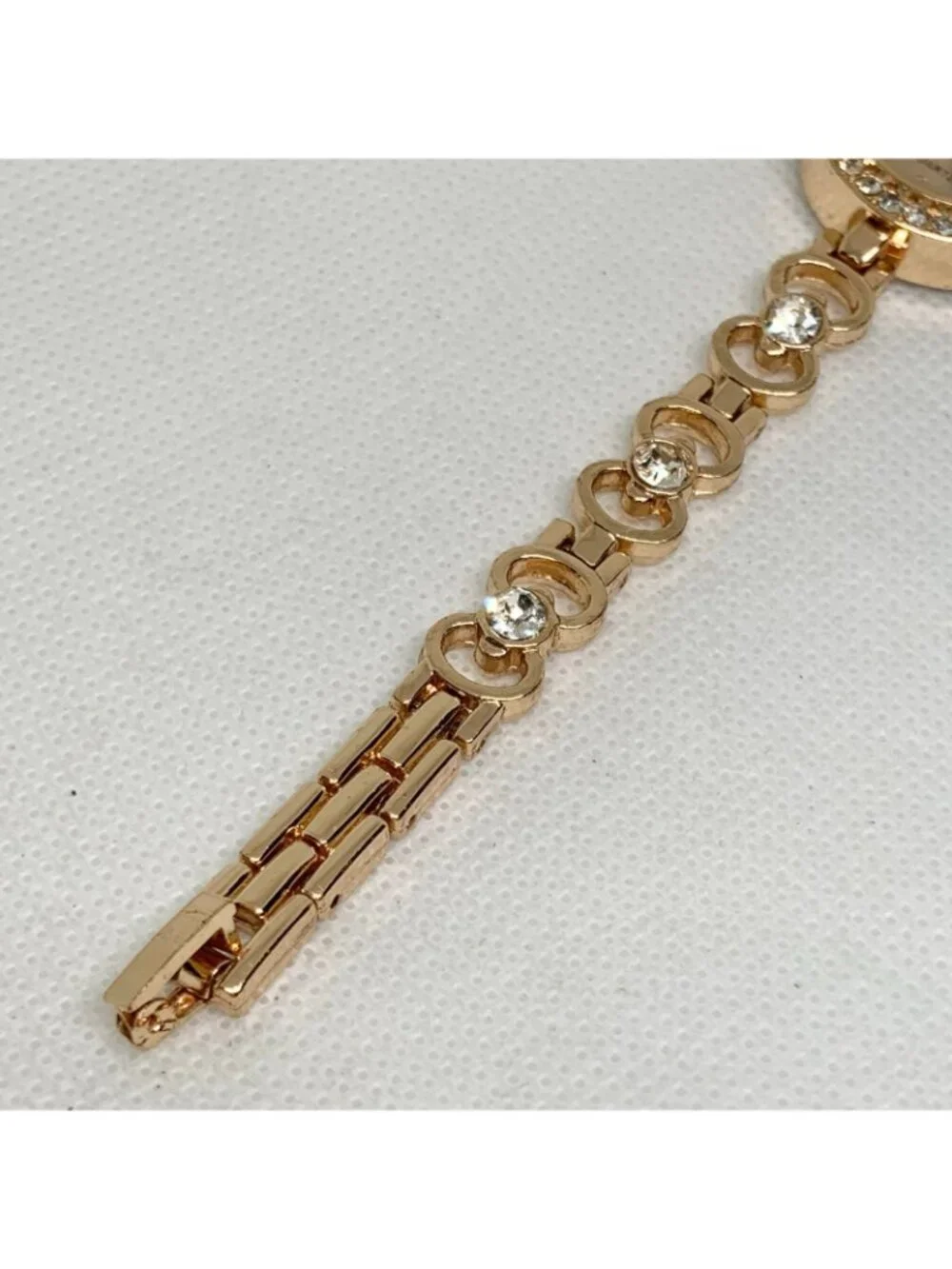 Blear women’s watch rose gold tone 24mm quartz rhinestones up to 7.5” running